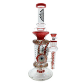 TATTOO WATER PIPE WITH STR TUBE GLASS RINGS & 2 HORNS